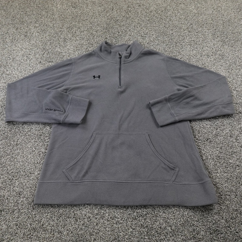 Under Armour Sweater Womens L Gray Semi Fitted Fleece Pullover Zip UA Sweatshirt
